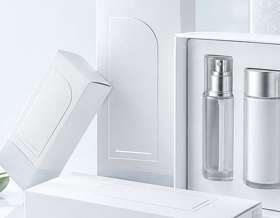 Cosmetic carton and set box packaging mockups prepared for sample review