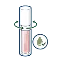Lip Gloss Packaging Clear tube control packaging benefit icon