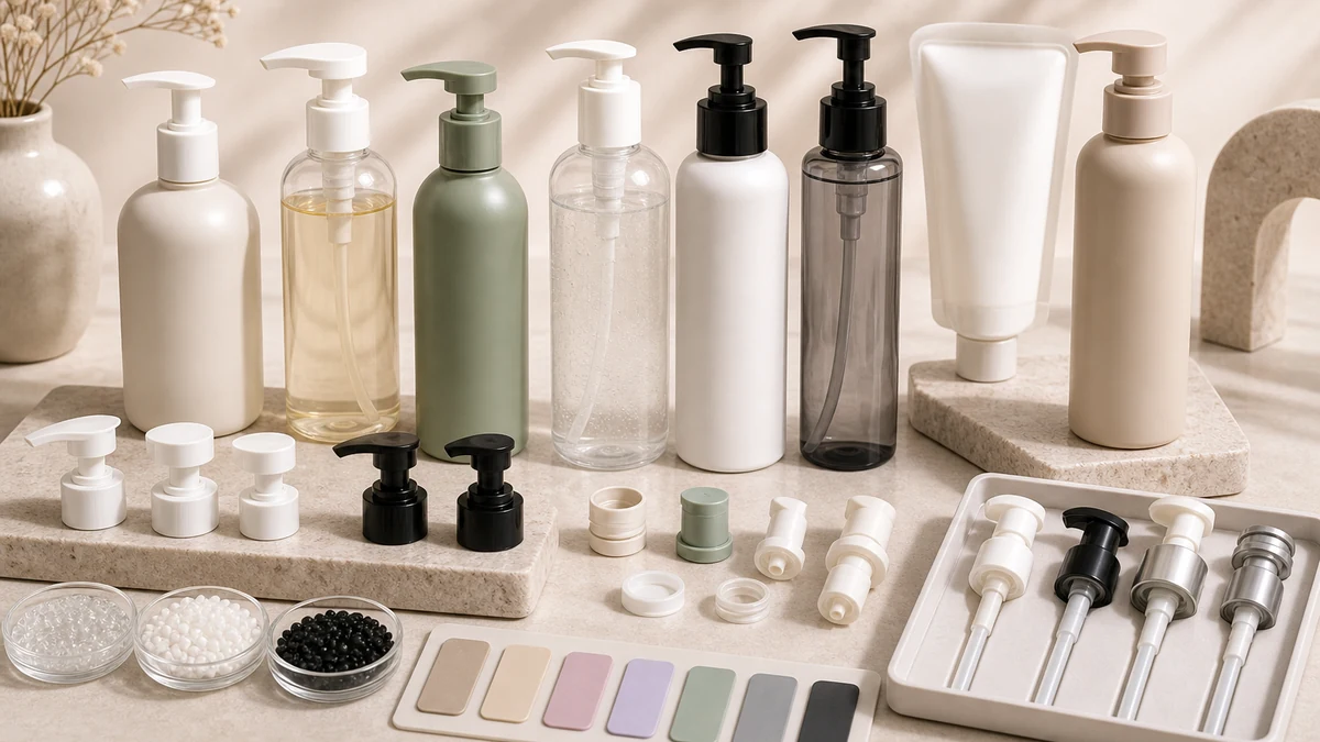 Lotion Pump Trends  Lock Design, Output and Refill Direction product samples with packaging components and procurement review