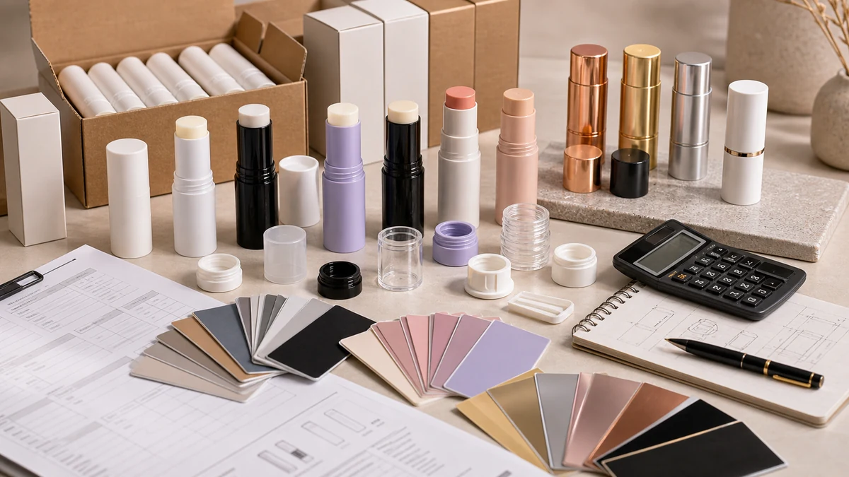 Affordable Beauty Stick Packaging  Cost Drivers and MOQ Choices product samples with packaging components and procurement rev