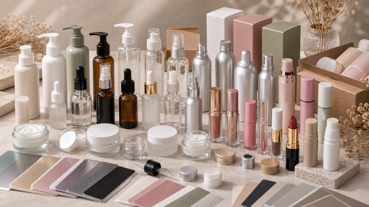 Cosmetic Packaging Guide for Beauty Brands  Materials and MOQ product samples with packaging components and procurement revie
