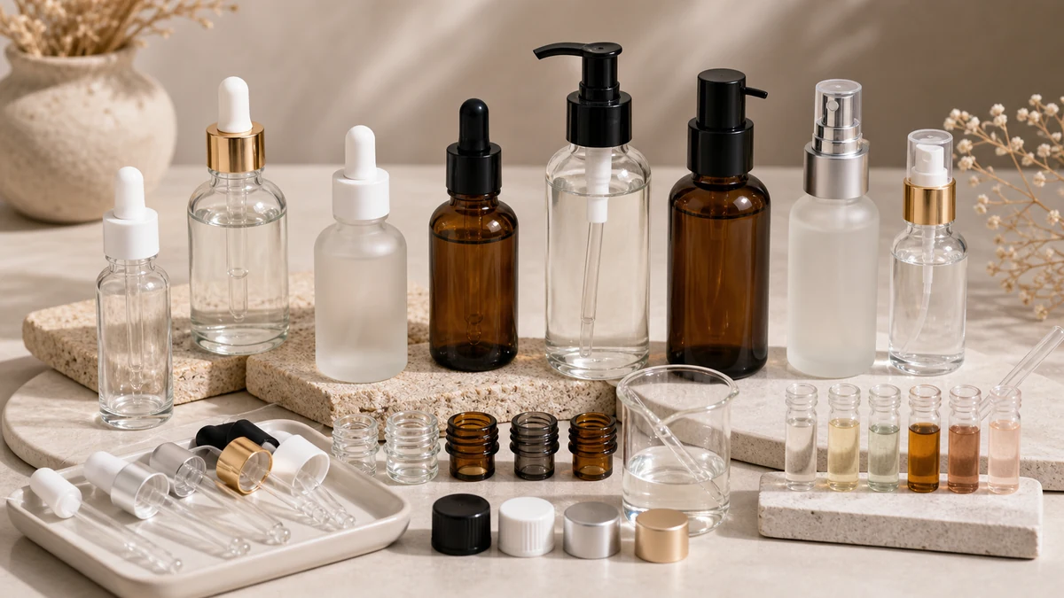 Glass Bottles for Skincare  Closures, MOQ and Formula Tests product samples with packaging components and procurement review 