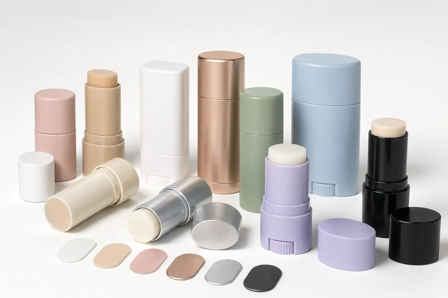 Beauty stick packaging cost drivers shown through size, finish, cap and refill component options