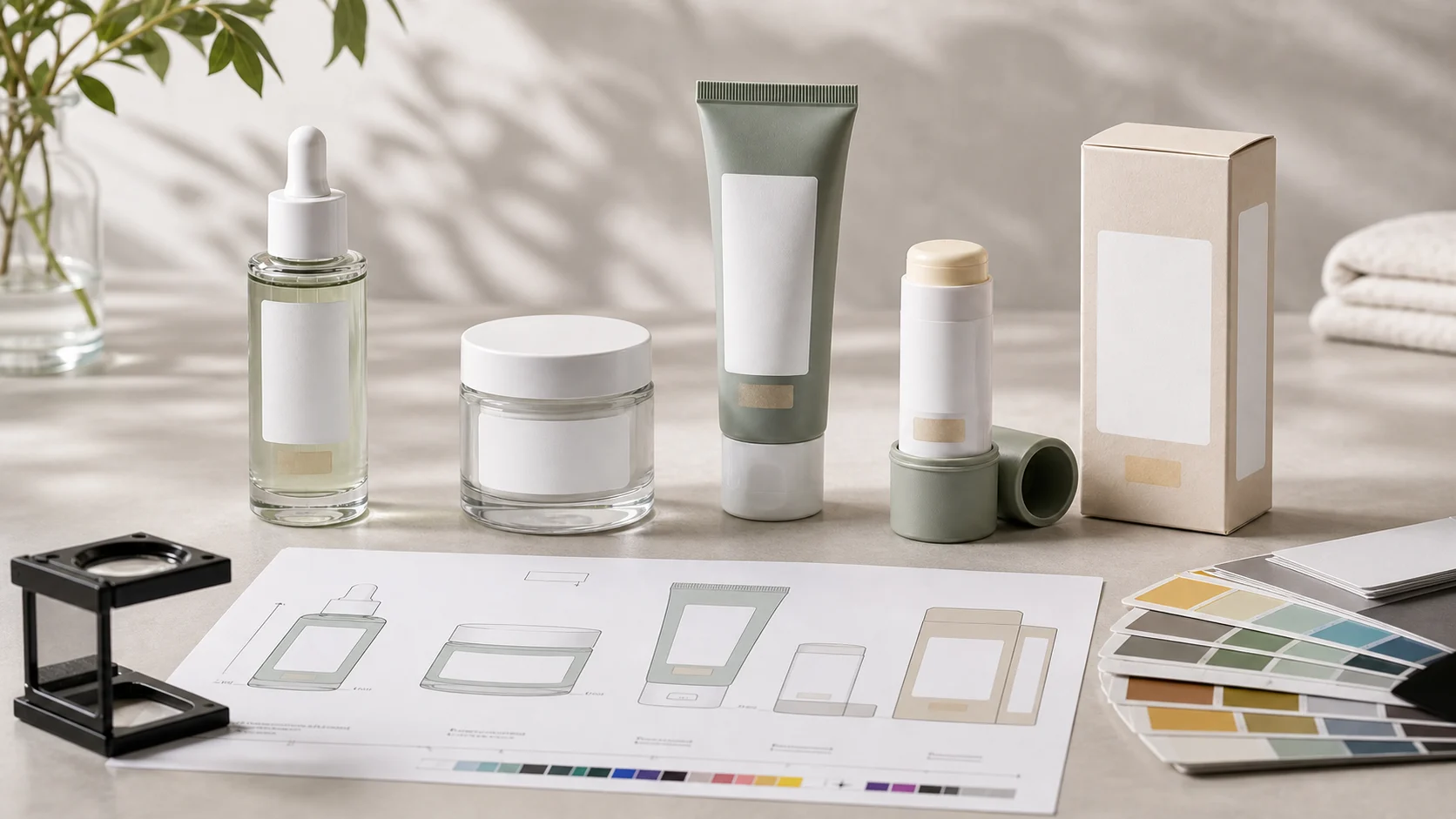 Cosmetic packaging artwork proof and package shape review
