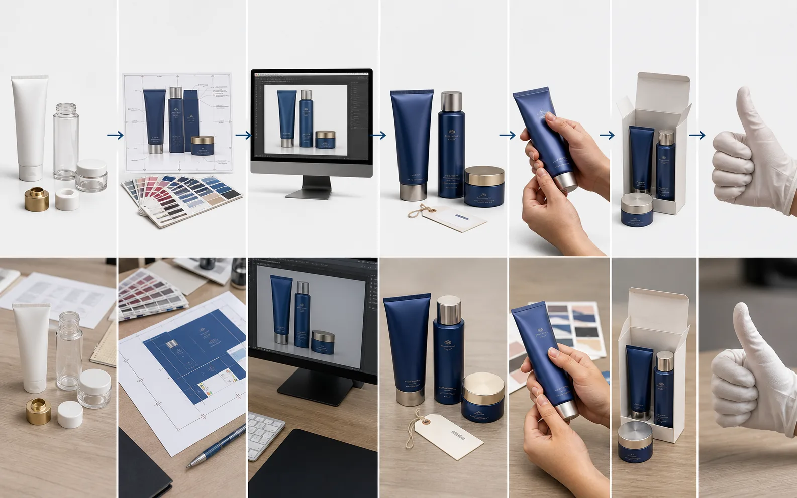 Cosmetic packaging proof sample approval workflow with component and color checks
